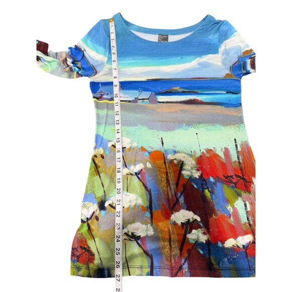 Dolcezza Womens Top Colorful Seaside Beach Artistic 3/4 Sleeve Tunic Size XS - Picture 6 of 6